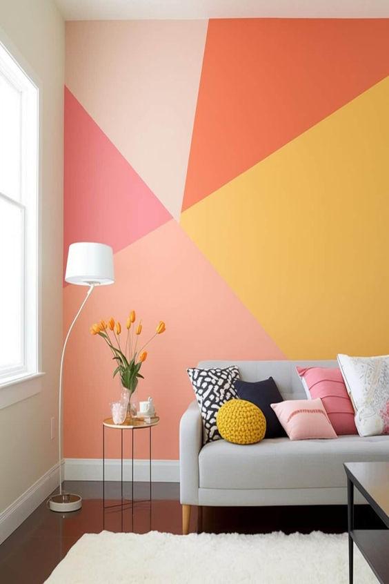 Mur d'accent géométrique coloré