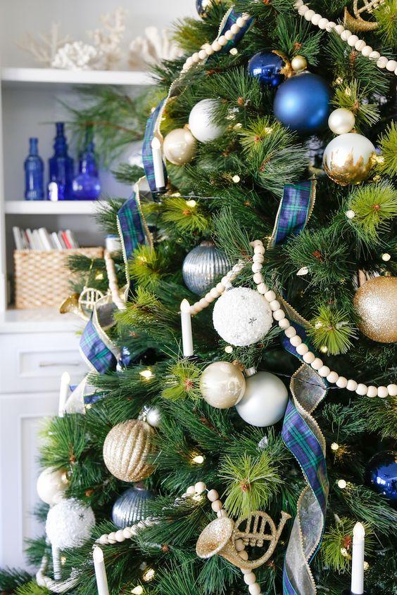 Blue and gold ornaments