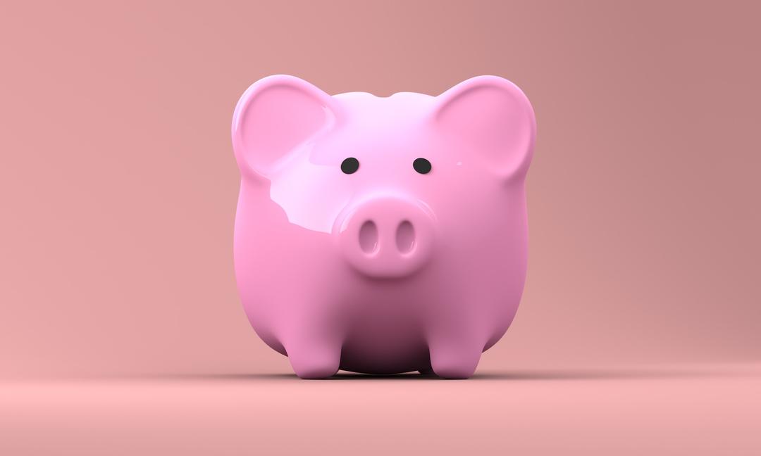 Tirelire cochon rose pour l'argent du fonds de prévoyance d'une copropriété divise