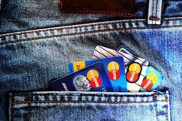 Several credit cards in a pocket