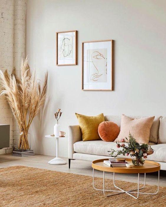 Décoration de salon organique et naturelle