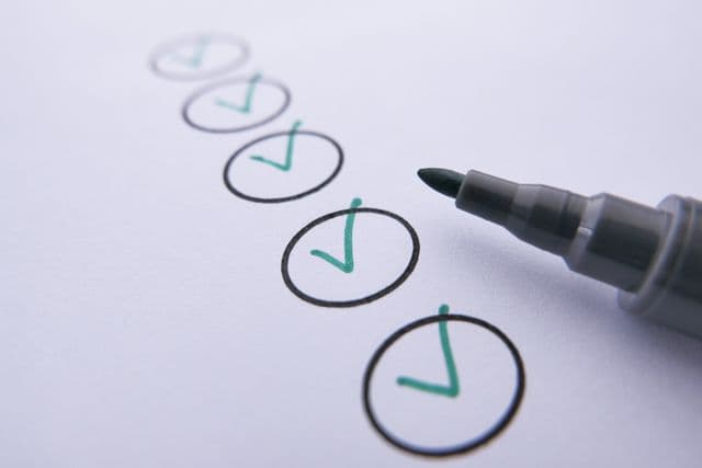 Checklist : case à cocher