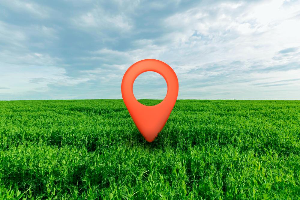 Symbole de localisation sur le terrain choisi pour construire une maison