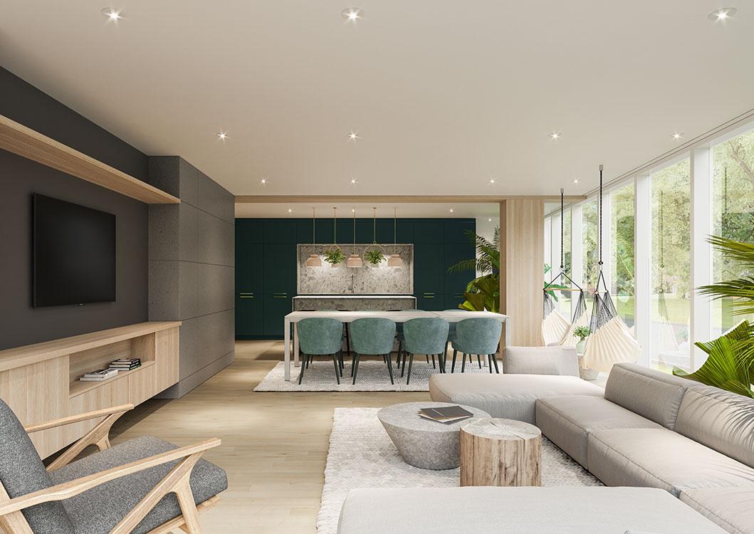 Modèle condo Natureo salon et salle à manger