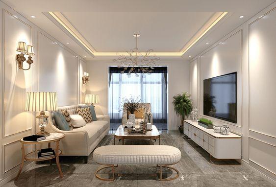 Salon aux multiples sources d'éclairage