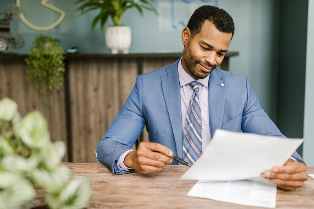 Man looking at documents