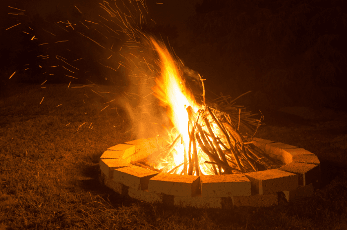 Foyer au bois allumé
