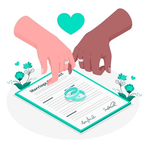 Concept vectoriel d’un contrat de mariage