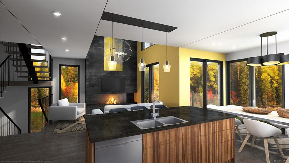 Maison intergénérationnelle usinée intérieur