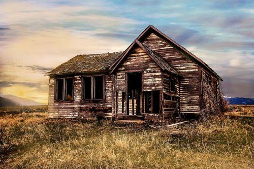 Abandoned house on a plot of land