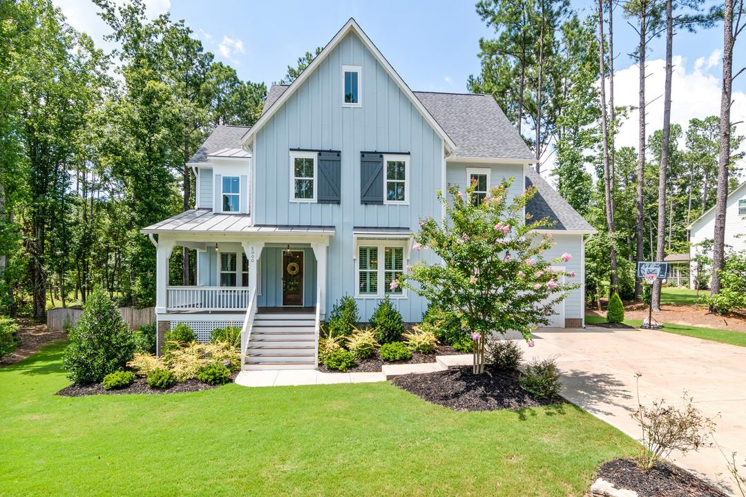 A beautiful sky blue house