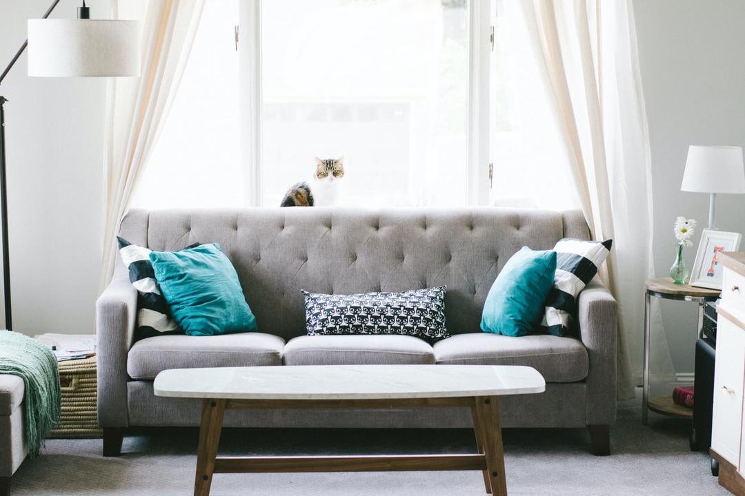 A couch in a living room