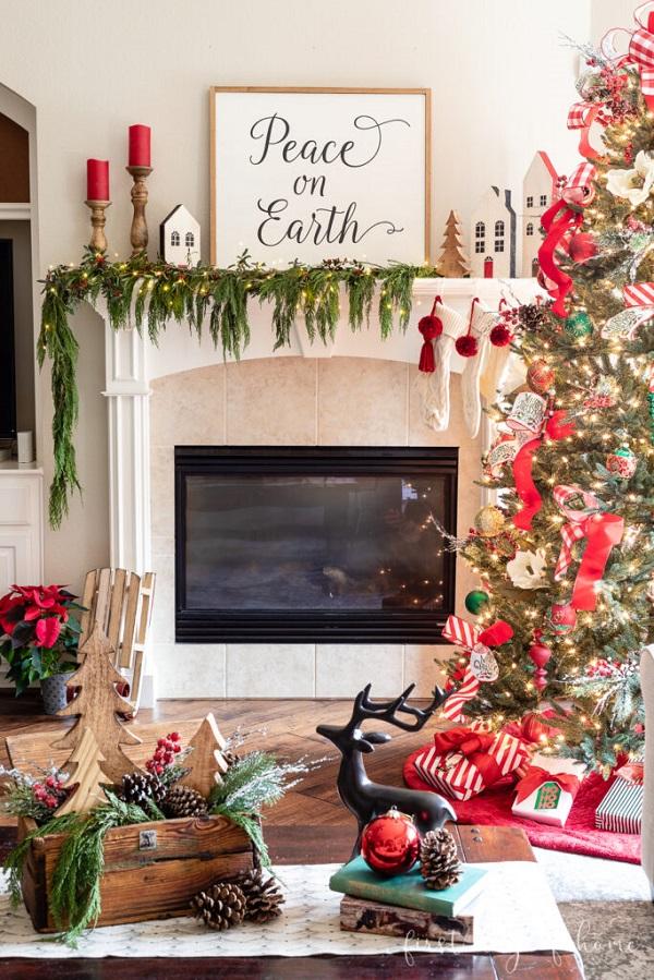 Red green and white chimney