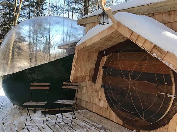 Mini chalet rustique Bulle extérieur