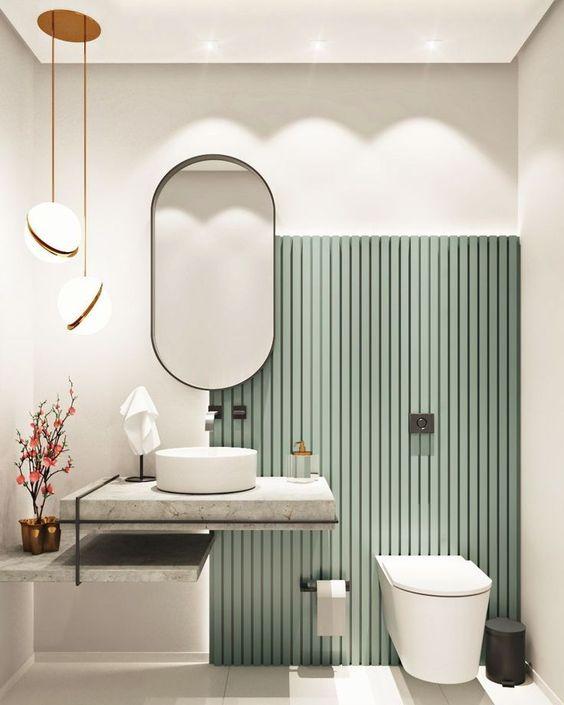 Salle de bain avec un bel éclairage