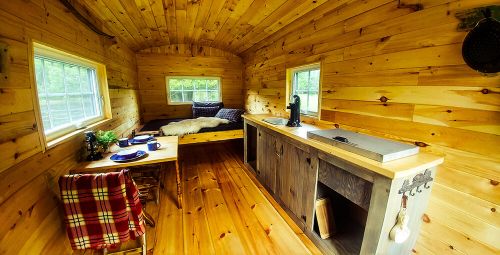 Micro cottage shepherd's hut inside