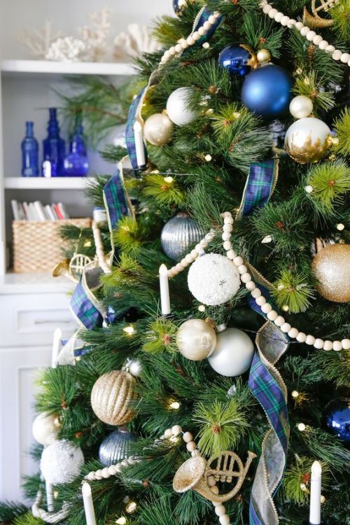 Blue and gold ornaments