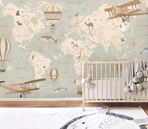Chambre de bébé avec carte du monde