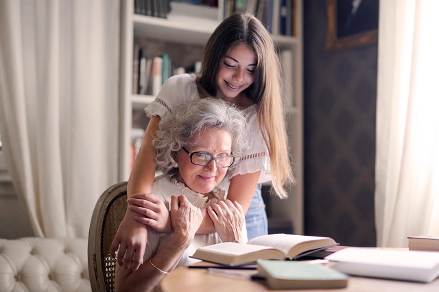 Grandma and granddaughter living together